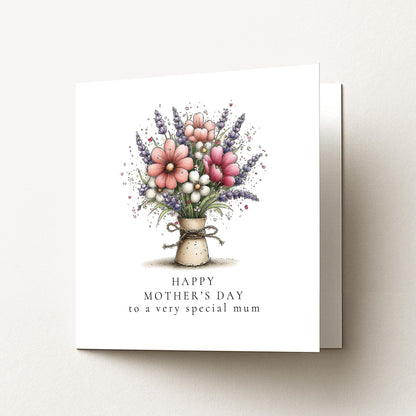 Mother’s Day Card - Personalised Floral Greeting Card with Envelope & Matte Finish