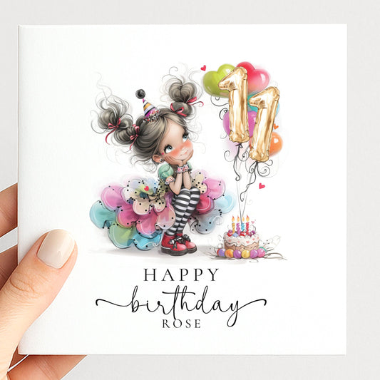 11th Birthday Card for Girl, Happy 11th Birthday Card, Cute Girl Birthday Card, Daughter Niece Granddaughter 11 Years Old Card