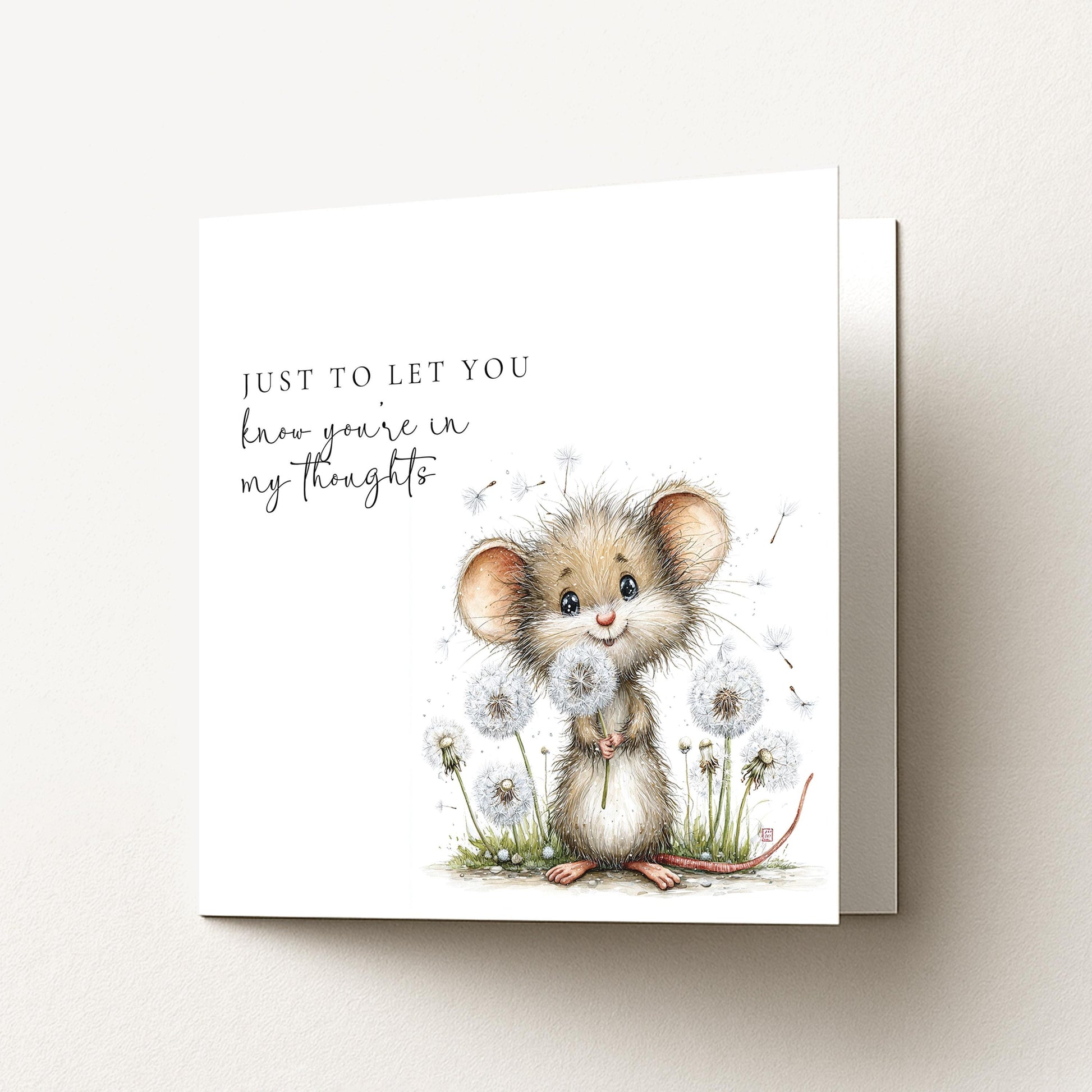 Thinking of You Card, In My Thoughts Card, Cute Mouse Card, Support Card for Friend, Miss You Card, Comfort Card