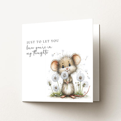 Thinking of You Card, In My Thoughts Card, Cute Mouse Card, Support Card for Friend, Miss You Card, Comfort Card