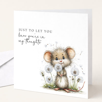 Thinking of You Card, In My Thoughts Card, Cute Mouse Card, Support Card for Friend, Miss You Card, Comfort Card