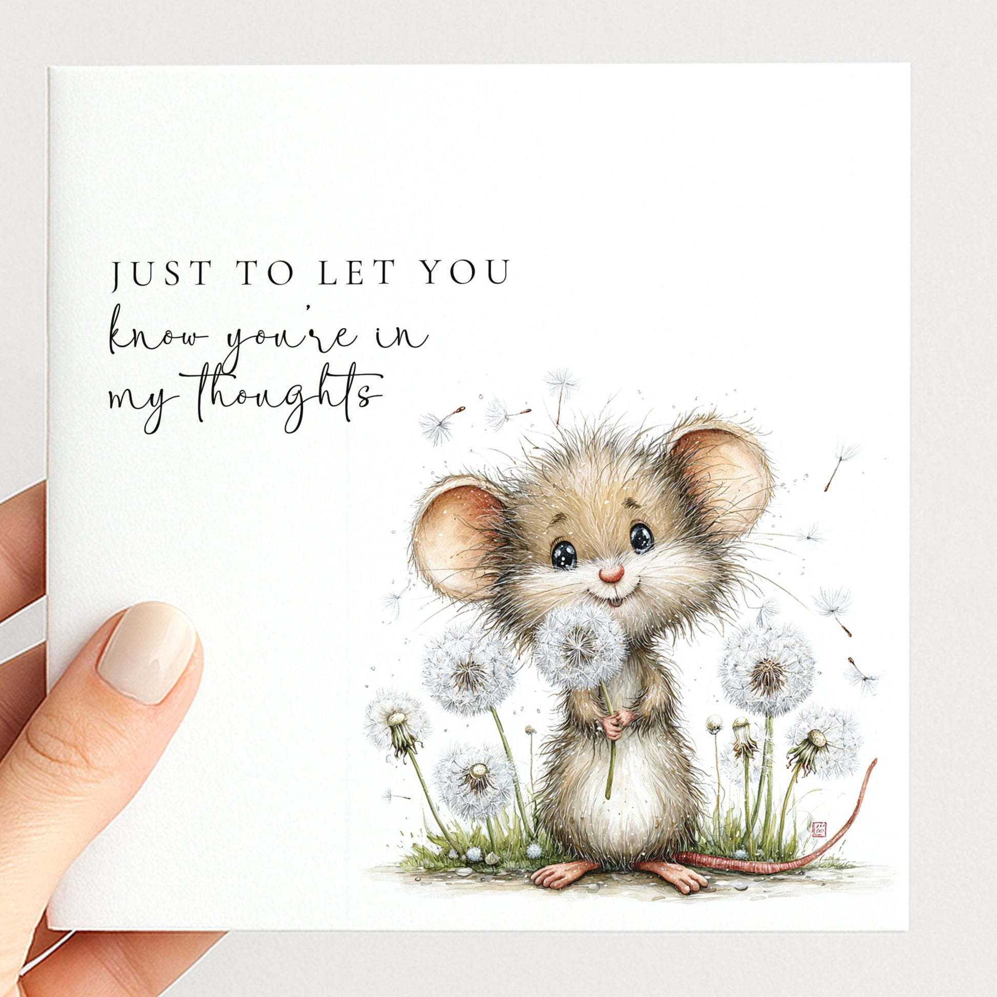 Thinking of You Card, In My Thoughts Card, Cute Mouse Card, Support Card for Friend, Miss You Card, Comfort Card