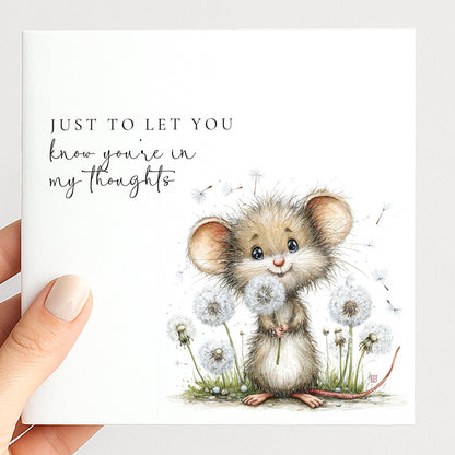 Thinking of You Card, In My Thoughts Card, Cute Mouse Card, Support Card for Friend, Miss You Card, Comfort Card