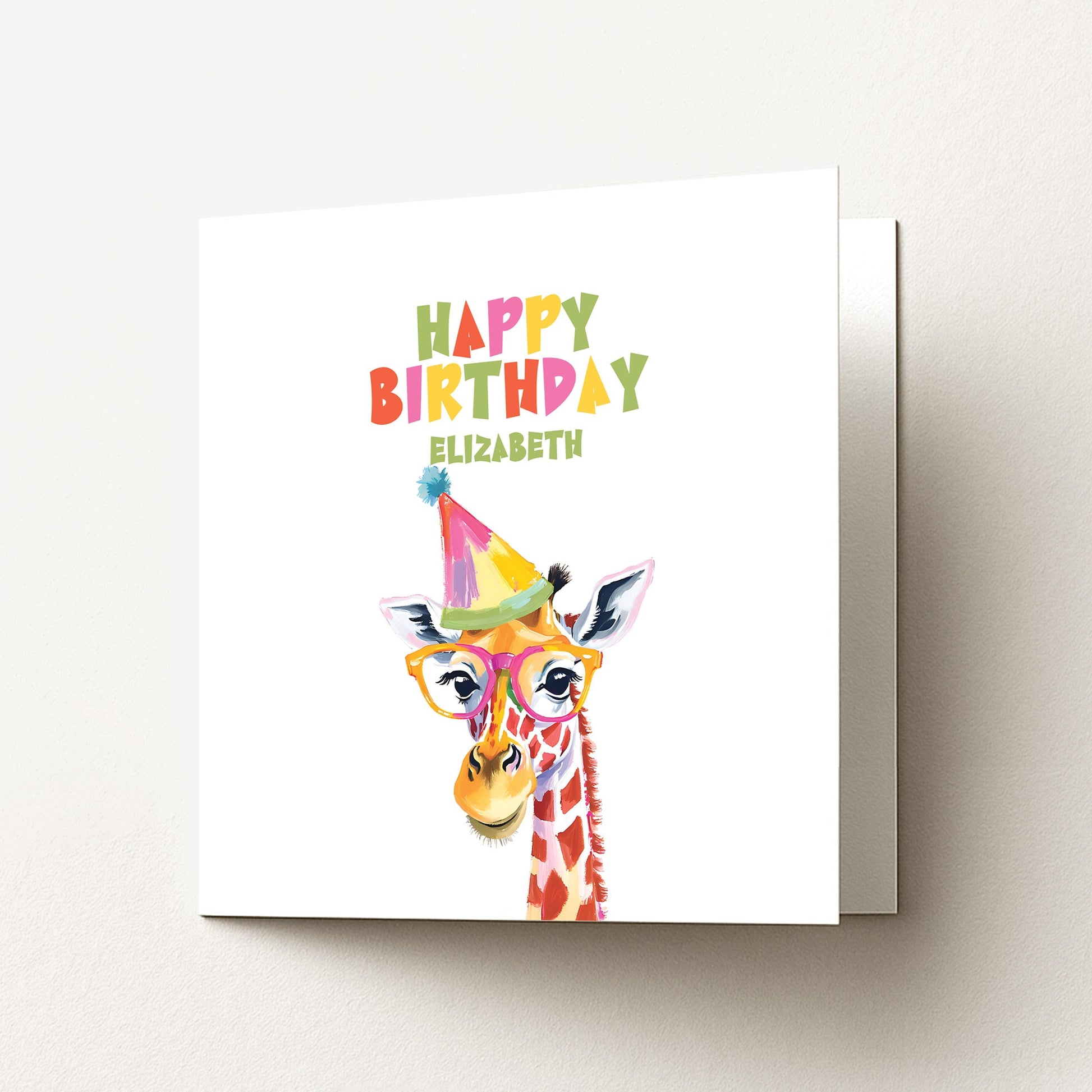 Birthday Card for Child, Cute Giraffe Birthday Card, Personalised Kids Birthday Card, Fun Colourful Birthday Card