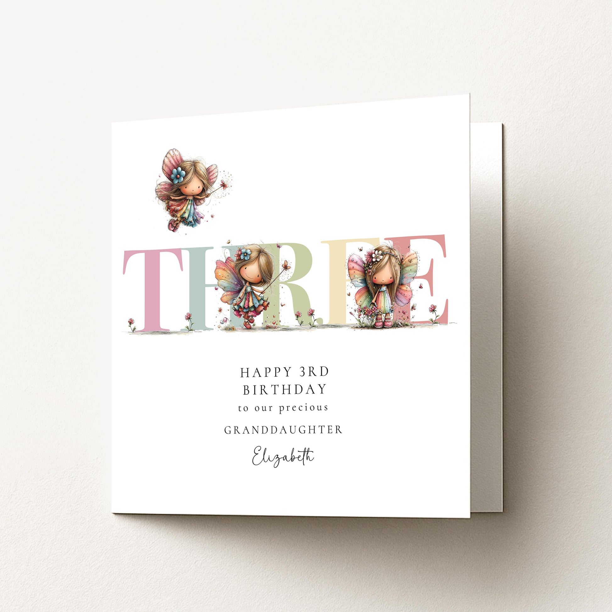 Personalized Granddaughter 3rd Birthday Card, Fairy Keepsake