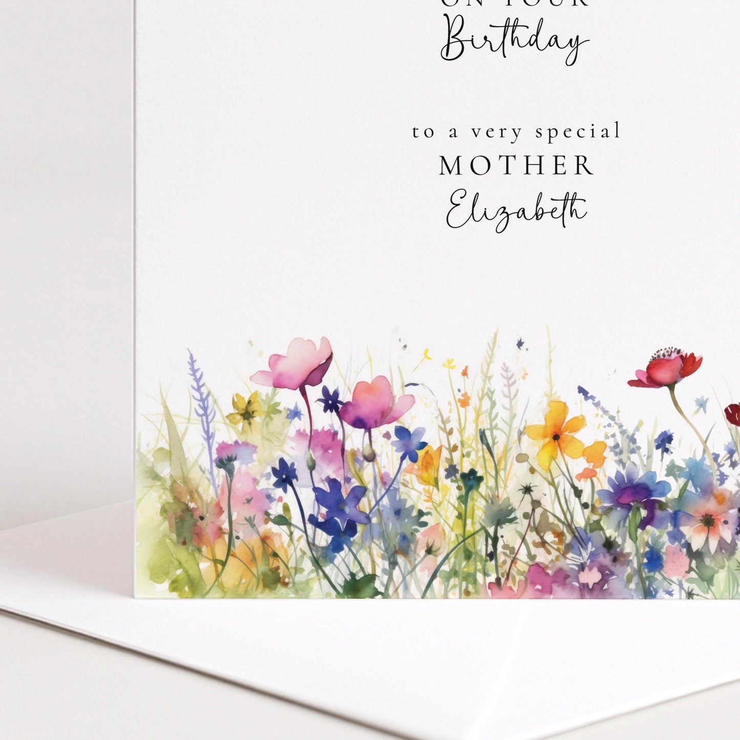 Birthday Card for Mother, Floral Birthday Card for Mum, Personalised Birthday Card, Elegant Wildflower Card