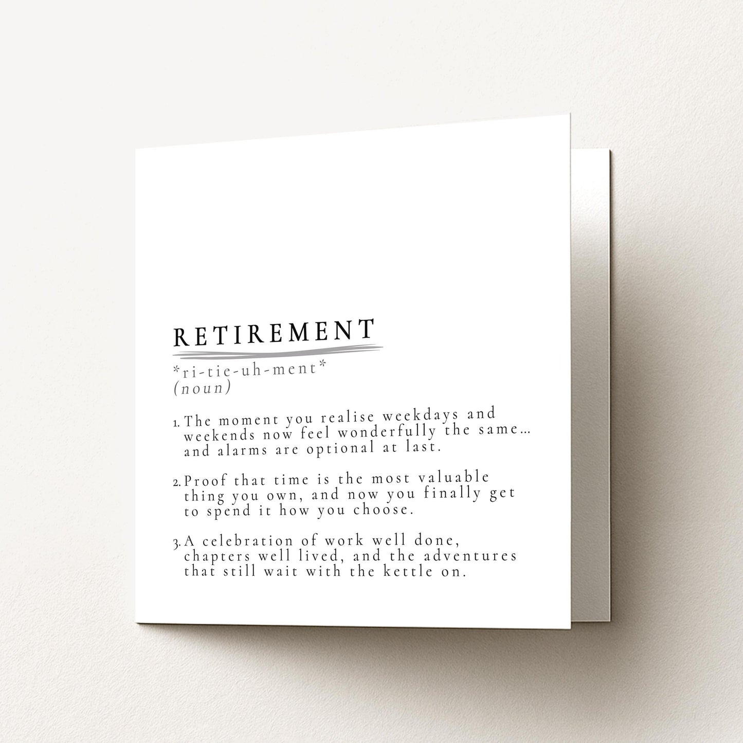 Retirement Definition Card, Dictionary Meaning Retirement Card, Sentimental Minimalist Card for Colleague or Friend, Work Leaving Card Idea