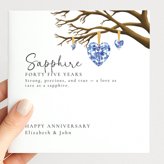 45th Wedding Anniversary Card, Sapphire Anniversary Card, 45 Years Married Card, Sapphire Wedding Card for Couple, Personalised