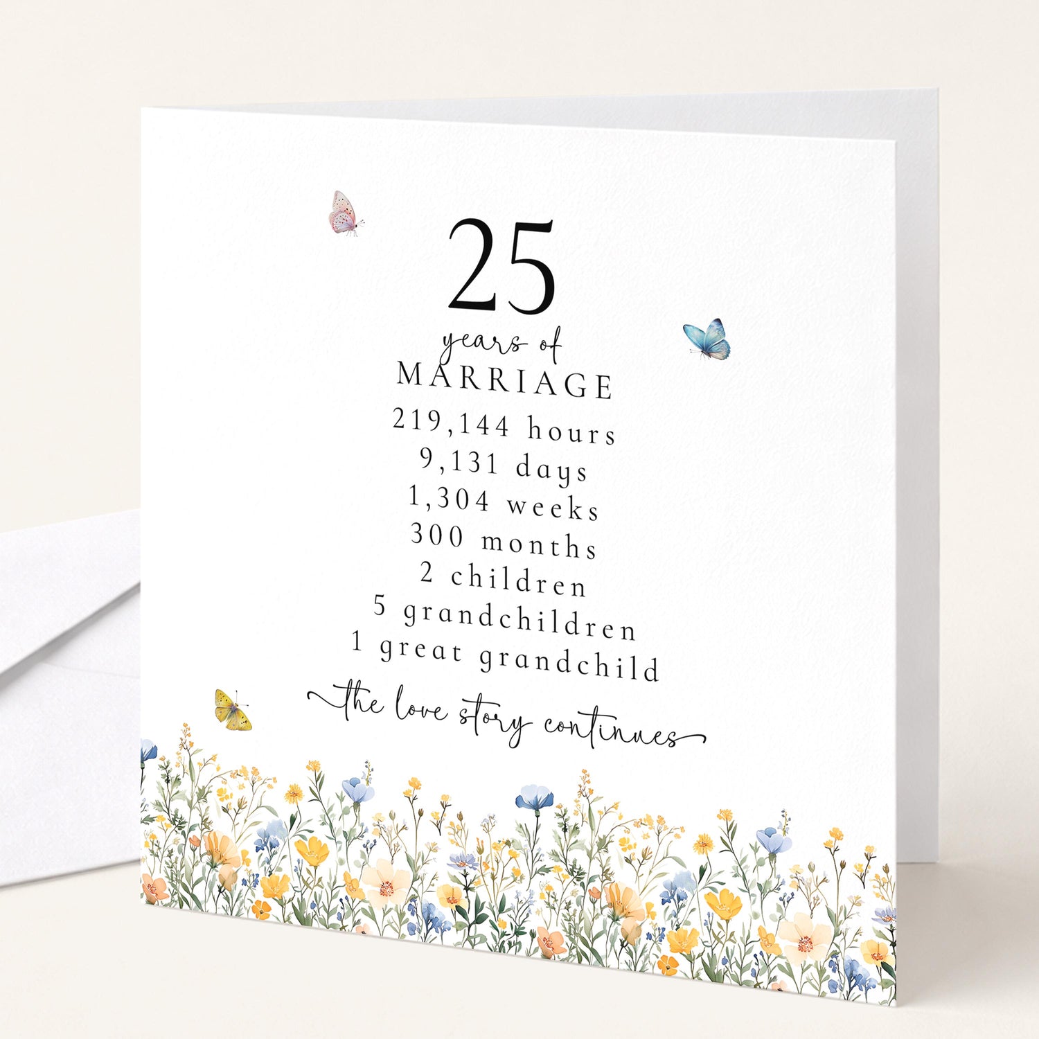 25th Wedding Anniversary Card, Personalised Silver Anniversary Card, 25 Years Together, Parents Anniversary Card Keepsake