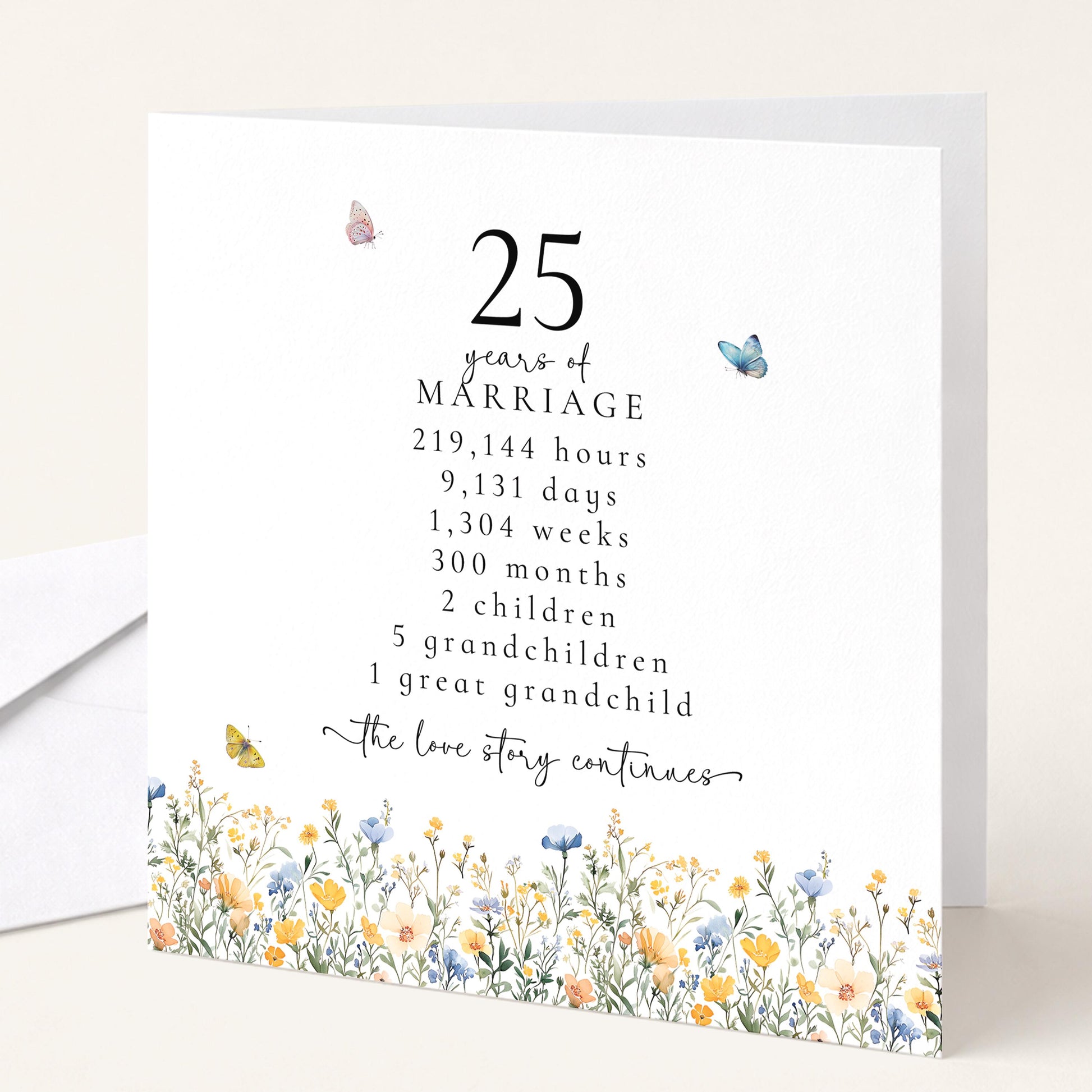 25th Wedding Anniversary Card, Personalised Silver Anniversary Card, 25 Years Together, Parents Anniversary Card Keepsake