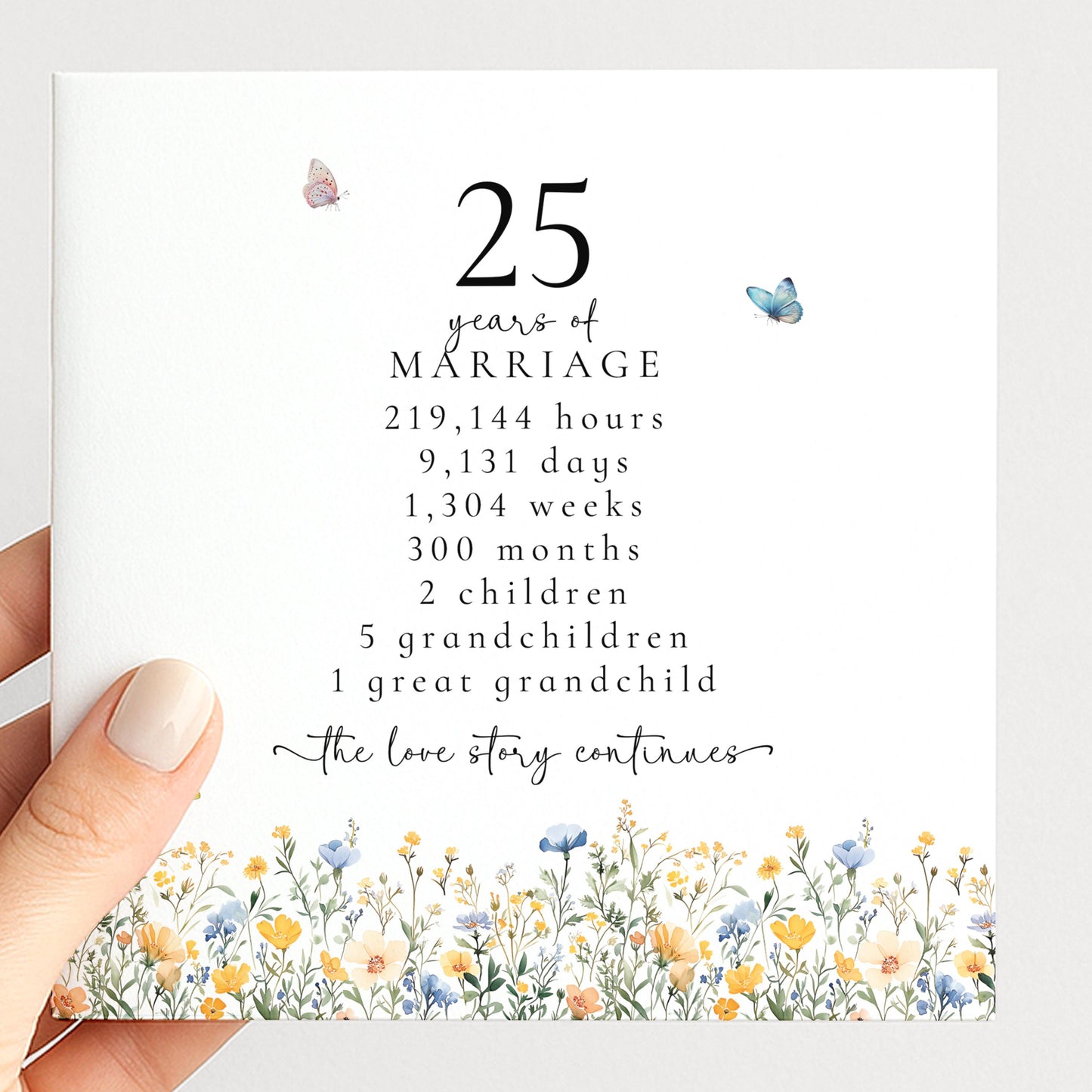 25th Wedding Anniversary Card, Personalised Silver Anniversary Card, 25 Years Together, Parents Anniversary Card Keepsake