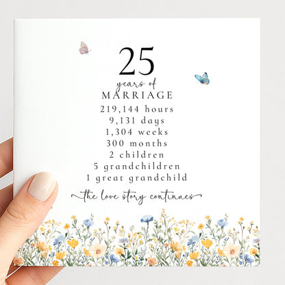 25th Wedding Anniversary Card, Personalised Silver Anniversary Card, 25 Years Together, Parents Anniversary Card Keepsake
