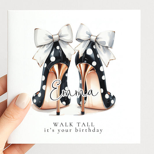Funny Birthday Card for Her, Walk Tall It’s Your Birthday, Glam Heels Card, Stylish Friend Birthday Card, Fashion Lover Gift