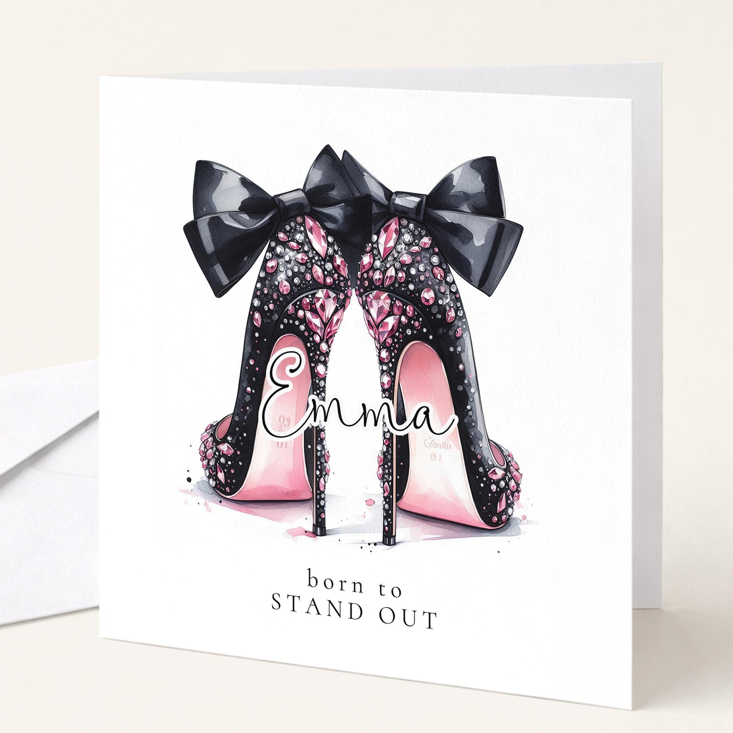 Funny Birthday Card for Her, Born to Stand Out, Glam Heels Birthday Card, Stylish Friend Card, Fashion Lover Birthday Gift