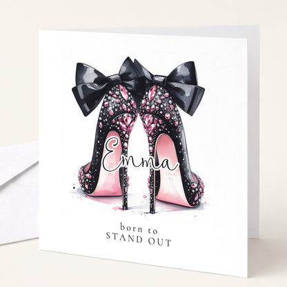 Funny Birthday Card for Her, Born to Stand Out, Glam Heels Birthday Card, Stylish Friend Card, Fashion Lover Birthday Gift