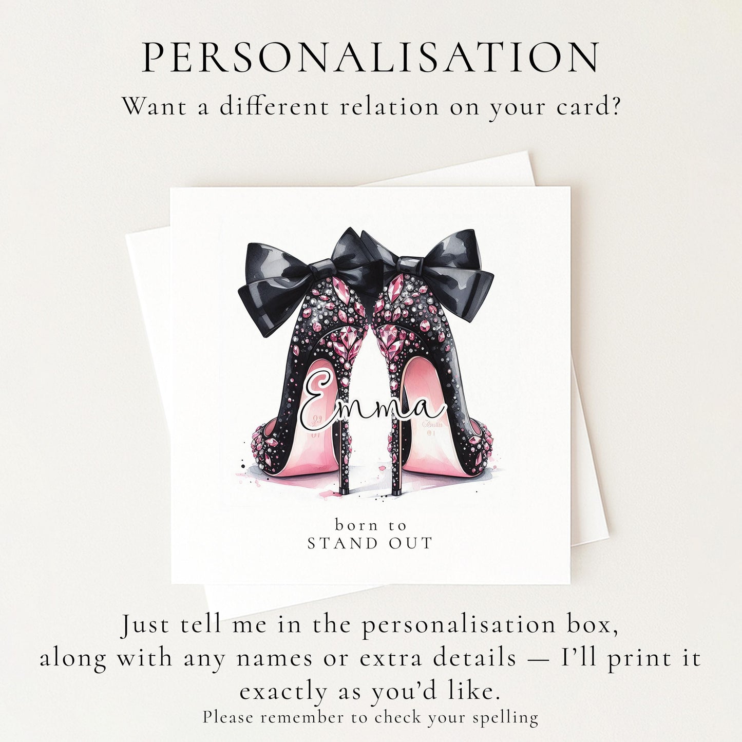 Funny Birthday Card for Her, Born to Stand Out, Glam Heels Birthday Card, Stylish Friend Card, Fashion Lover Birthday Gift