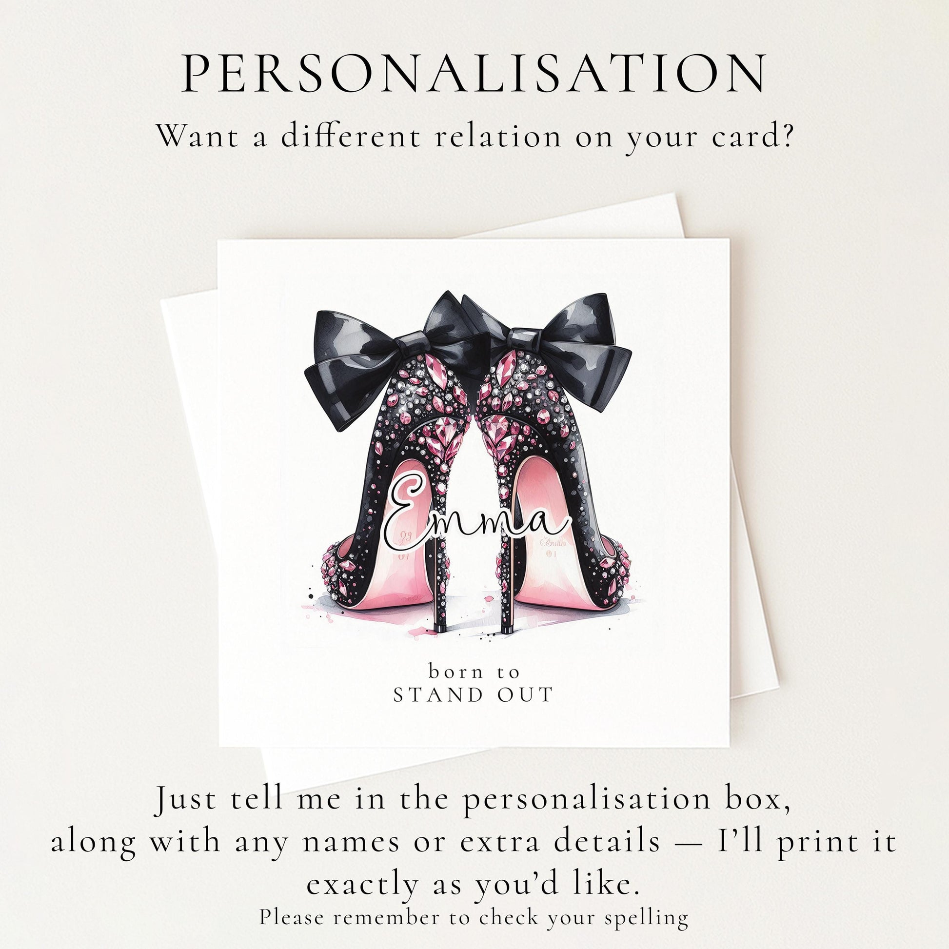 Funny Birthday Card for Her, Born to Stand Out, Glam Heels Birthday Card, Stylish Friend Card, Fashion Lover Birthday Gift