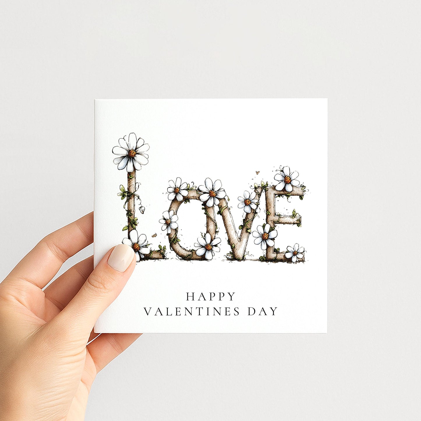 Valentines Day Card, Floral Love Valentine Card, Romantic Valentine Card, Love Greeting Card, Valentines Card for Her