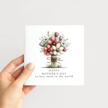 Mother’s Day Card – Elegant Floral Design With Soft Pastel Flowers & Keepsake