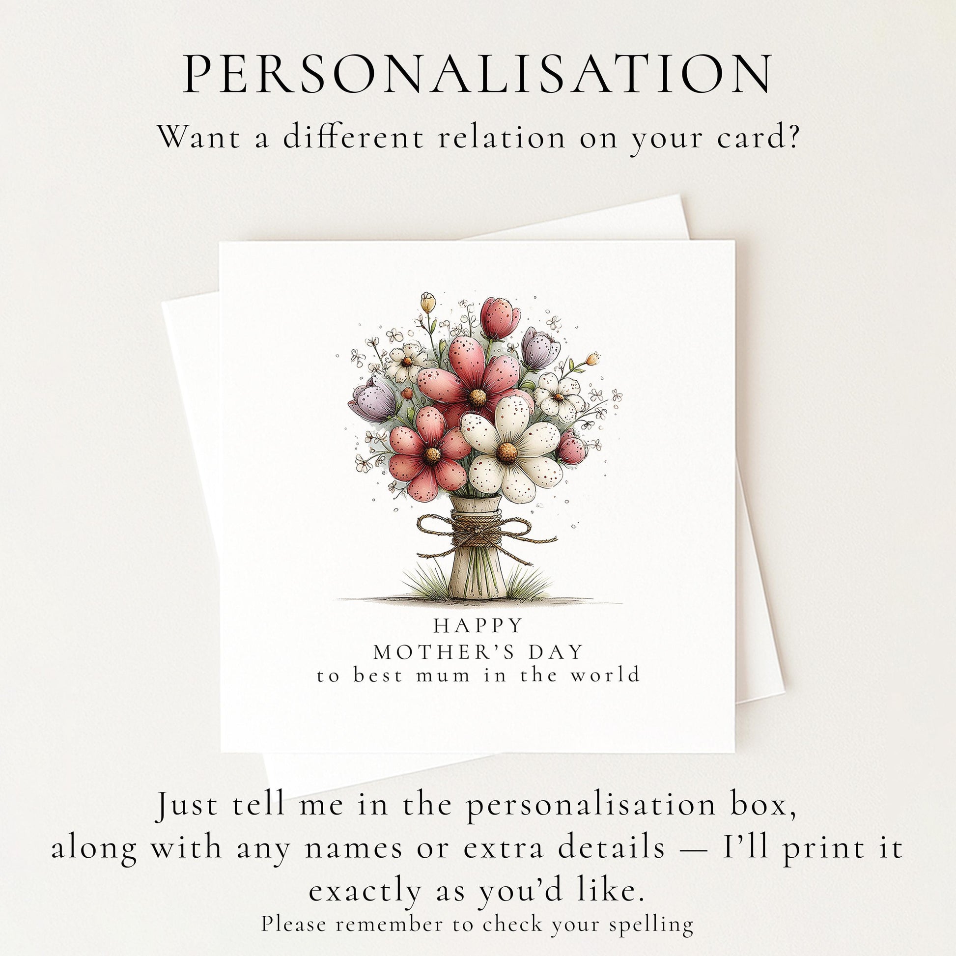 Mother’s Day Card – Elegant Floral Design With Soft Pastel Flowers & Keepsake