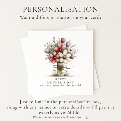 Mother’s Day Card – Elegant Floral Design With Soft Pastel Flowers & Keepsake