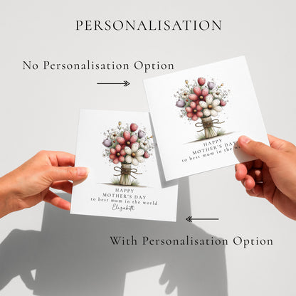 Mother’s Day Card – Elegant Floral Design With Soft Pastel Flowers & Keepsake