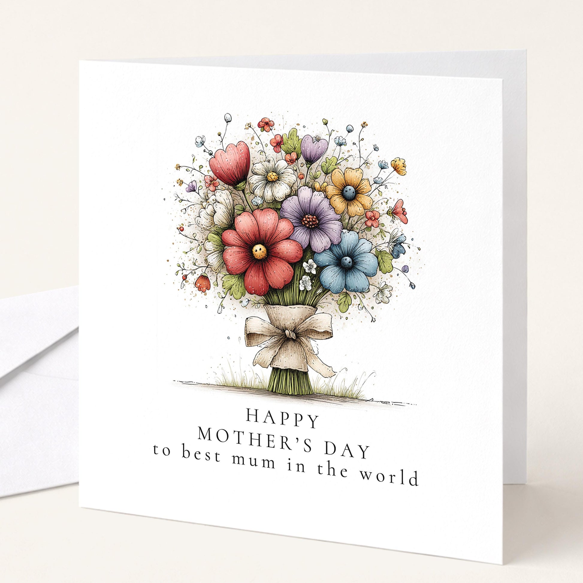 Mother's Day Card – Floral Greeting Card With Colourful Flower Bouquet & Premium Matte Finish