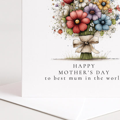 Mother's Day Card – Floral Greeting Card With Colourful Flower Bouquet & Premium Matte Finish