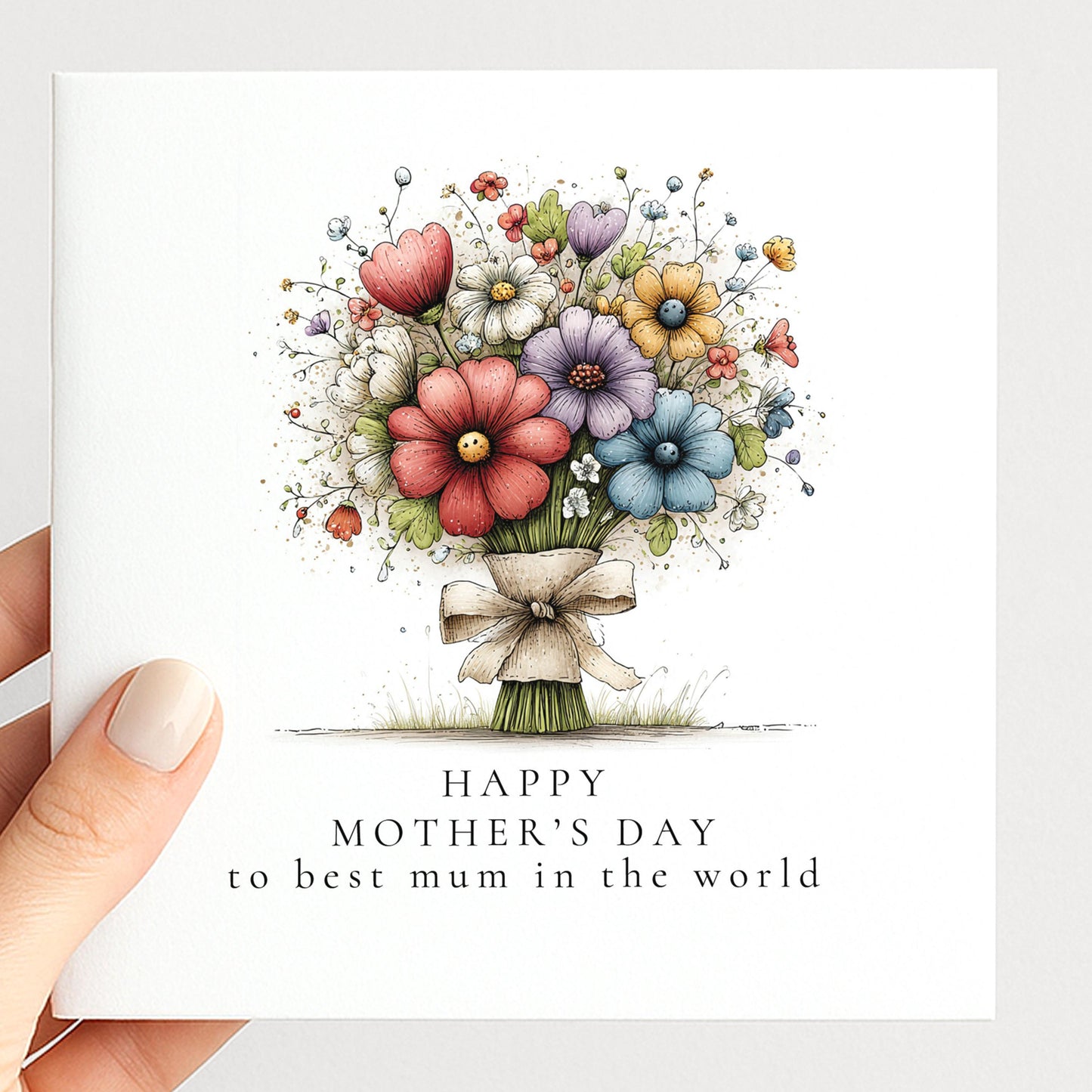 Mother's Day Card – Floral Greeting Card With Colourful Flower Bouquet & Premium Matte Finish