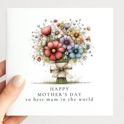 Mother's Day Card – Floral Greeting Card With Colourful Flower Bouquet & Premium Matte Finish