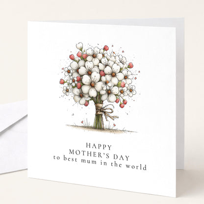 Mother’s Day Card - Mum Card With Classic Floral Design & Matte Finish