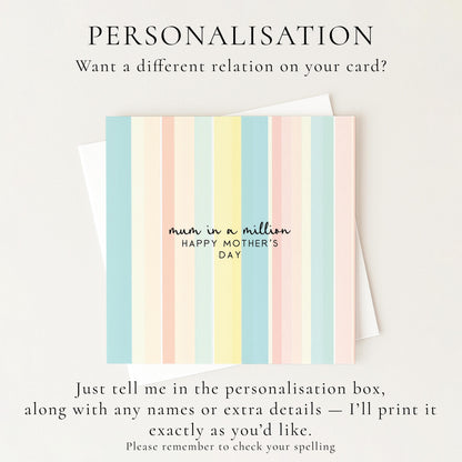 Mum In A Million Mothers Day Card