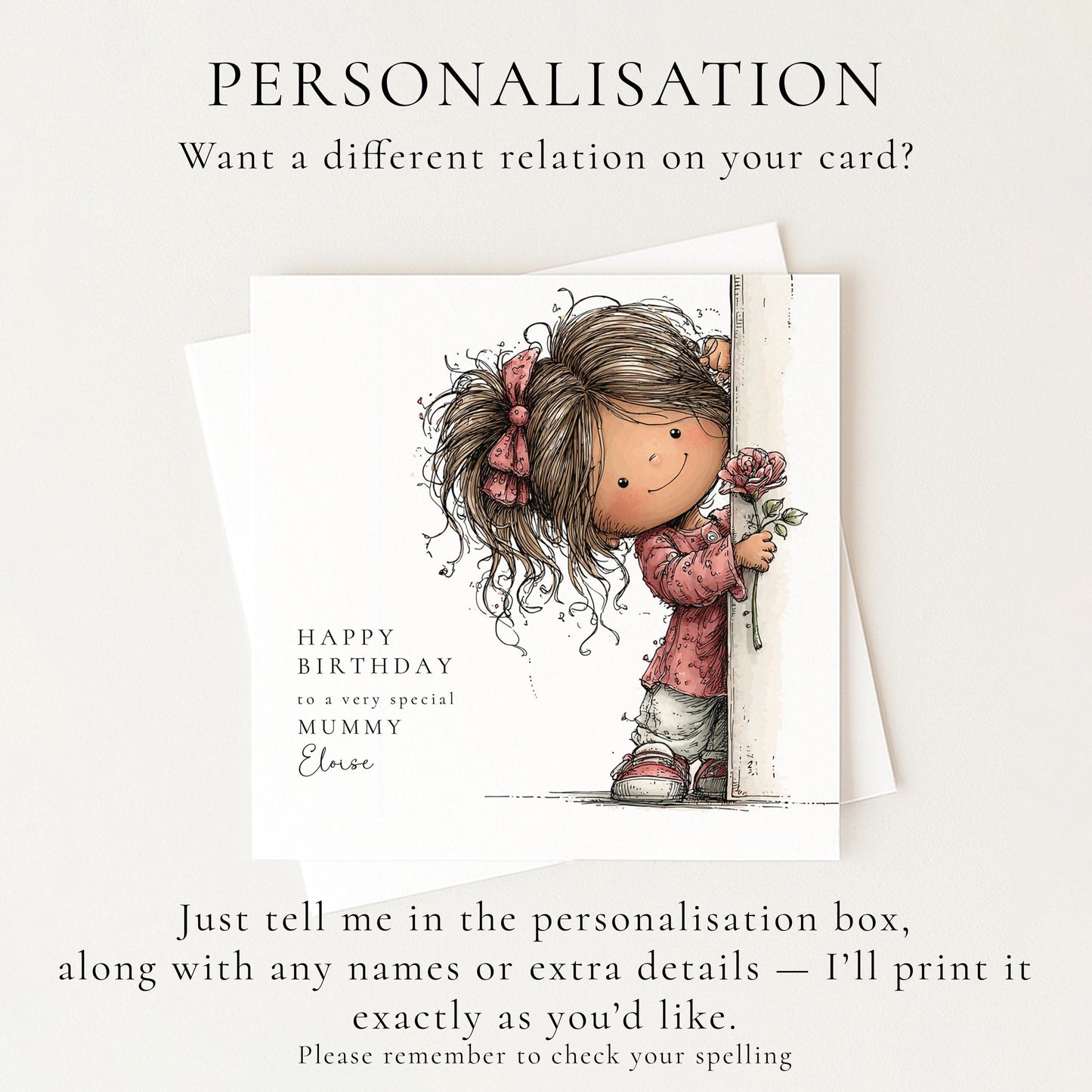 Mummy Birthday Card From Daughter, Cute Mum Birthday Card, Personalised Mummy Card, Birthday Card For Mum From Child