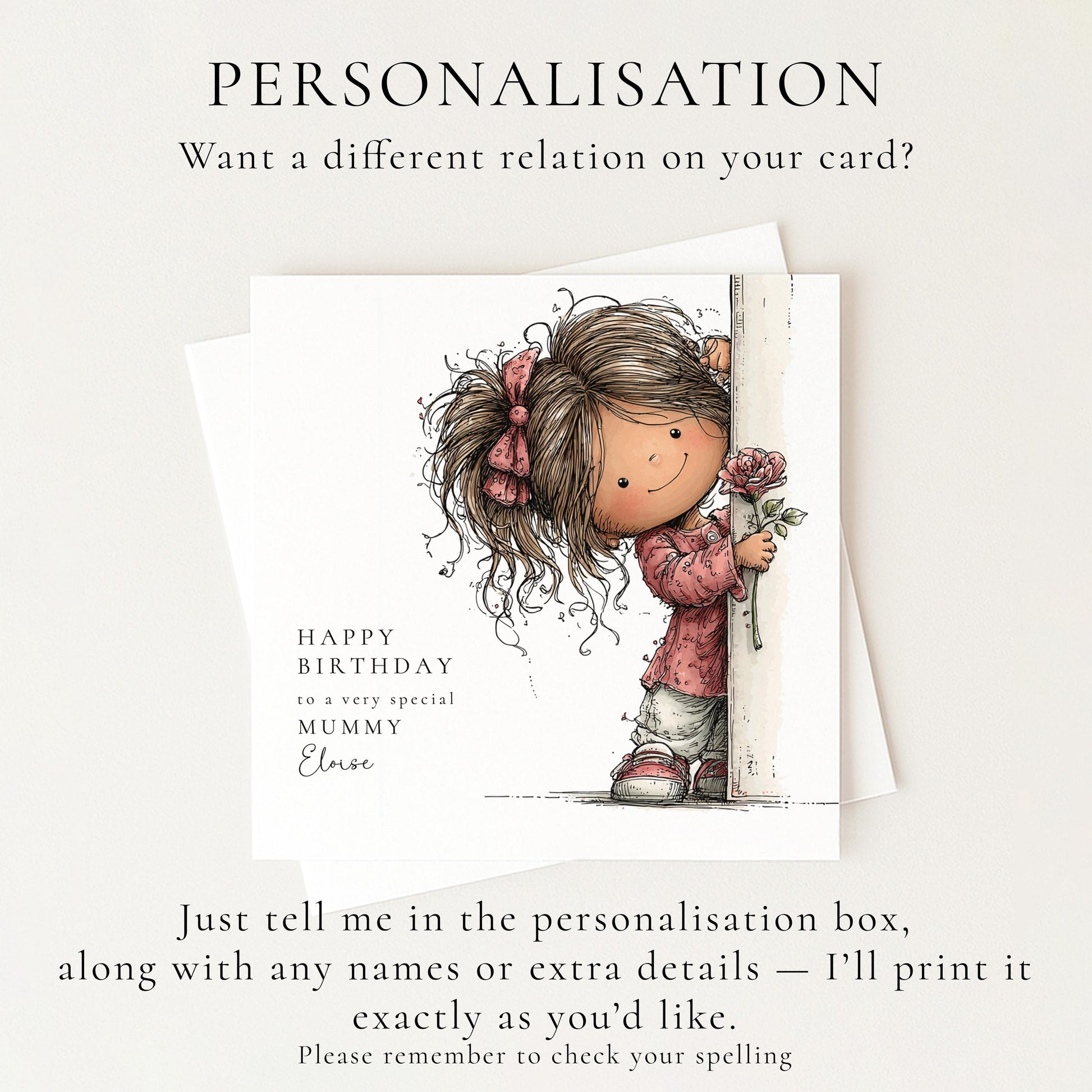 Mummy Birthday Card From Daughter, Cute Mum Birthday Card, Personalised Mummy Card, Birthday Card For Mum From Child