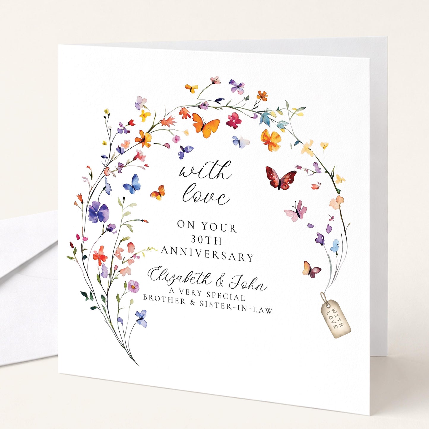 30th Anniversary Card Personalised, Pearl Anniversary Card, Brother and Sister in Law Anniversary, Floral Anniversary Card