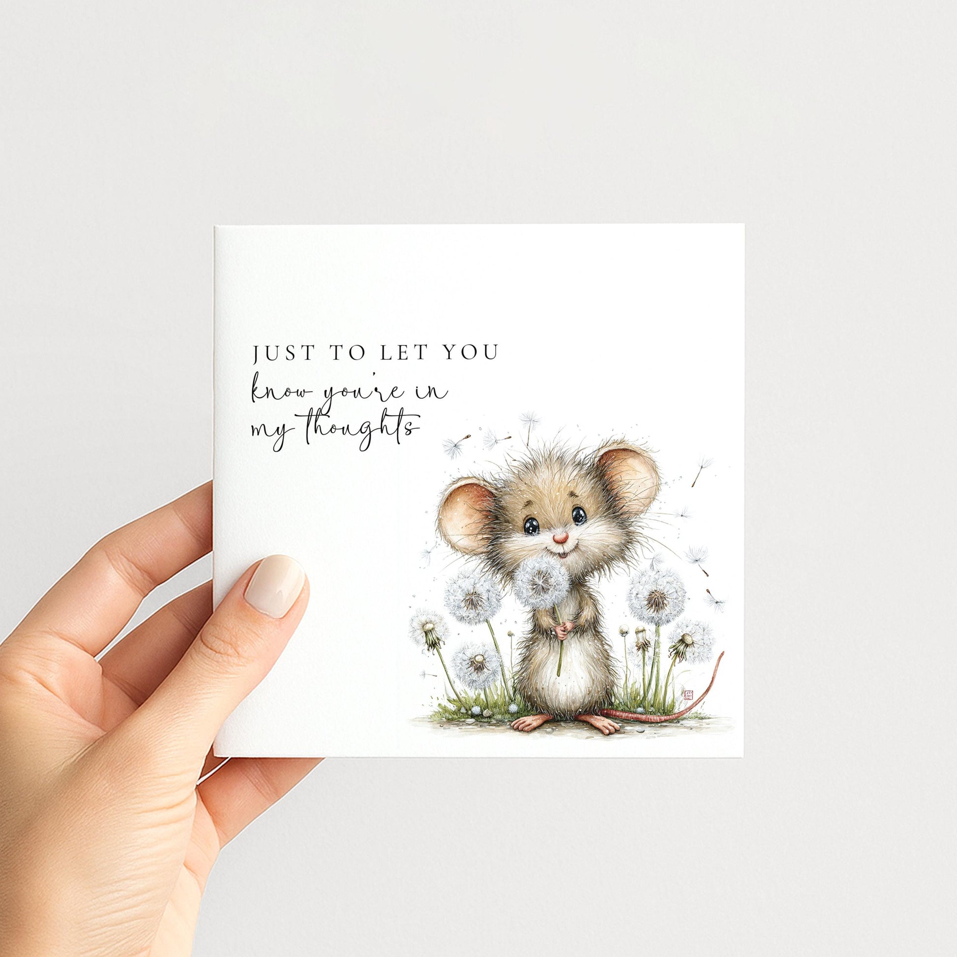 Thinking of You Card, In My Thoughts Card, Cute Mouse Card, Support Card for Friend, Miss You Card, Comfort Card