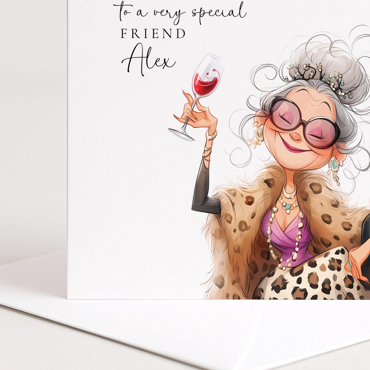 Birthday Card for Friend, Funny Glam Birthday Card, Personalised Name Design, Sassy Fashion Illustration, Humorous Celebration