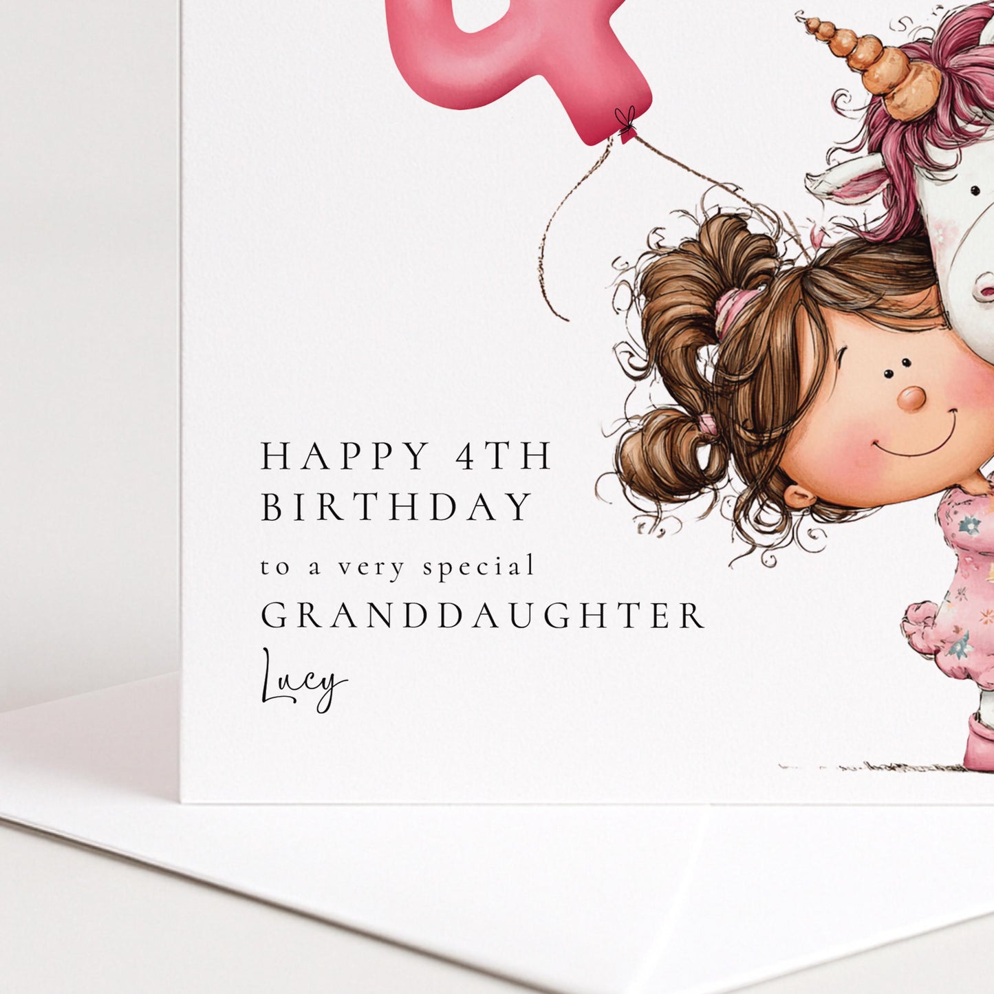4th Birthday Card for Daughter, Cute Unicorn Birthday Card, Girls Birthday Card, Personalised Daughter Birthday Card
