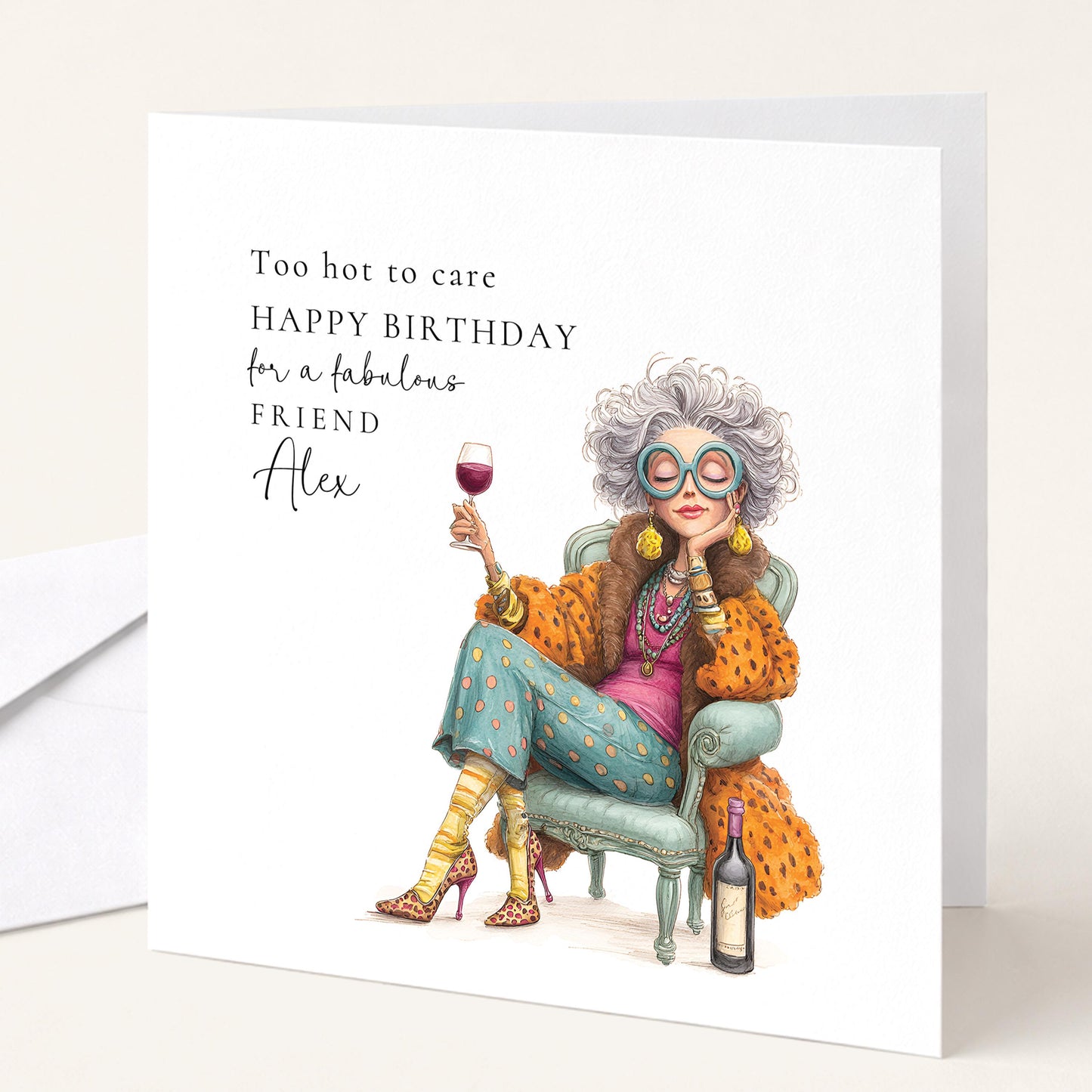 Funny Birthday Card for Friend, Fabulous Friend Birthday Card, Personalised Name Design, Menopause Birthday Card, Humorous Greeting