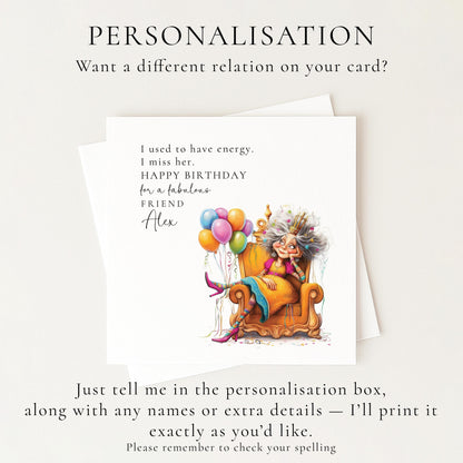 Funny Birthday Card for Friend, Fabulous Friend Birthday Card, Personalised Name Design, Menopause Birthday Card, Humorous Greeting
