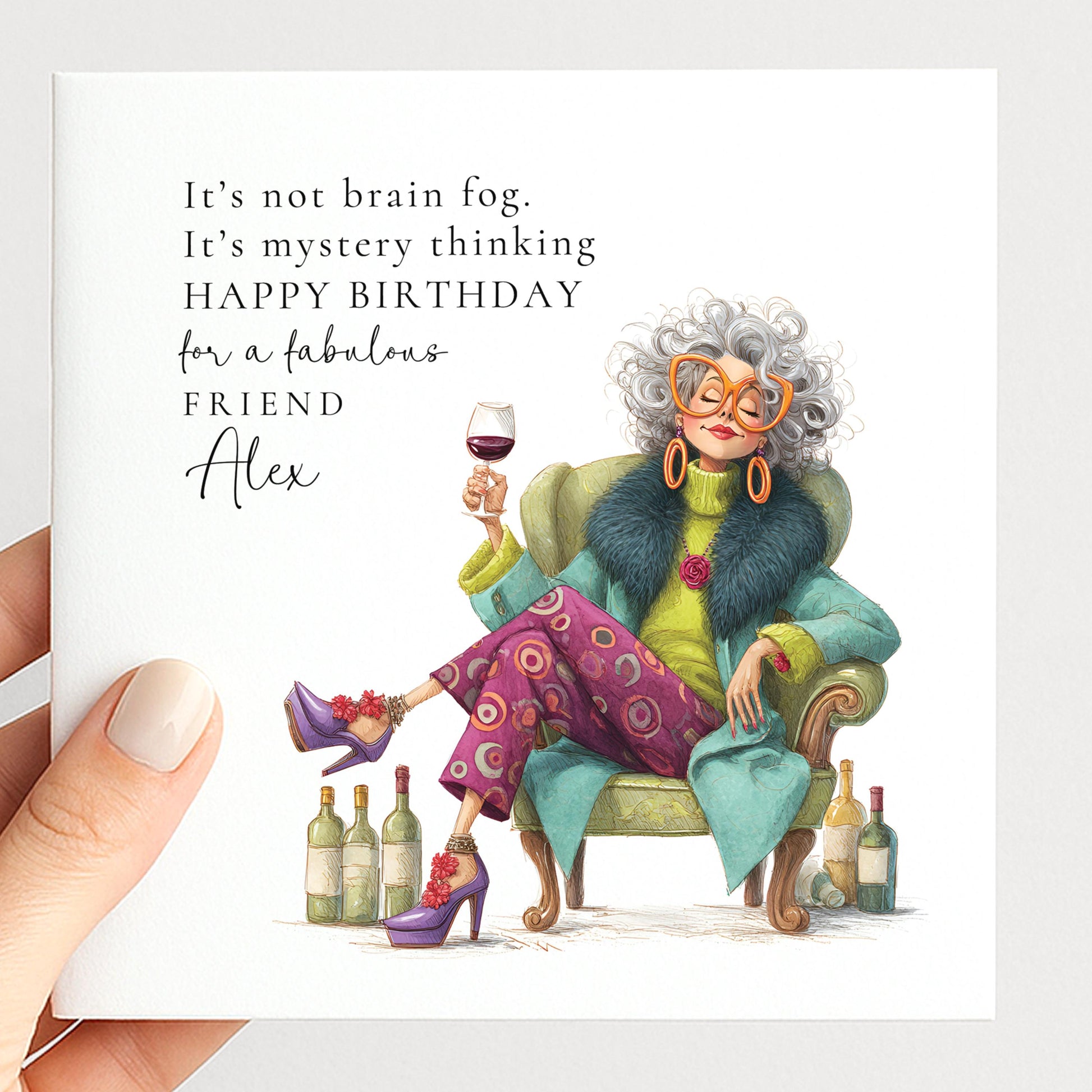 Funny Birthday Card for Friend, Humorous Friend Birthday Card, Funny Menopause Card, Stylish Lady Illustration, Lighthearted Greeting