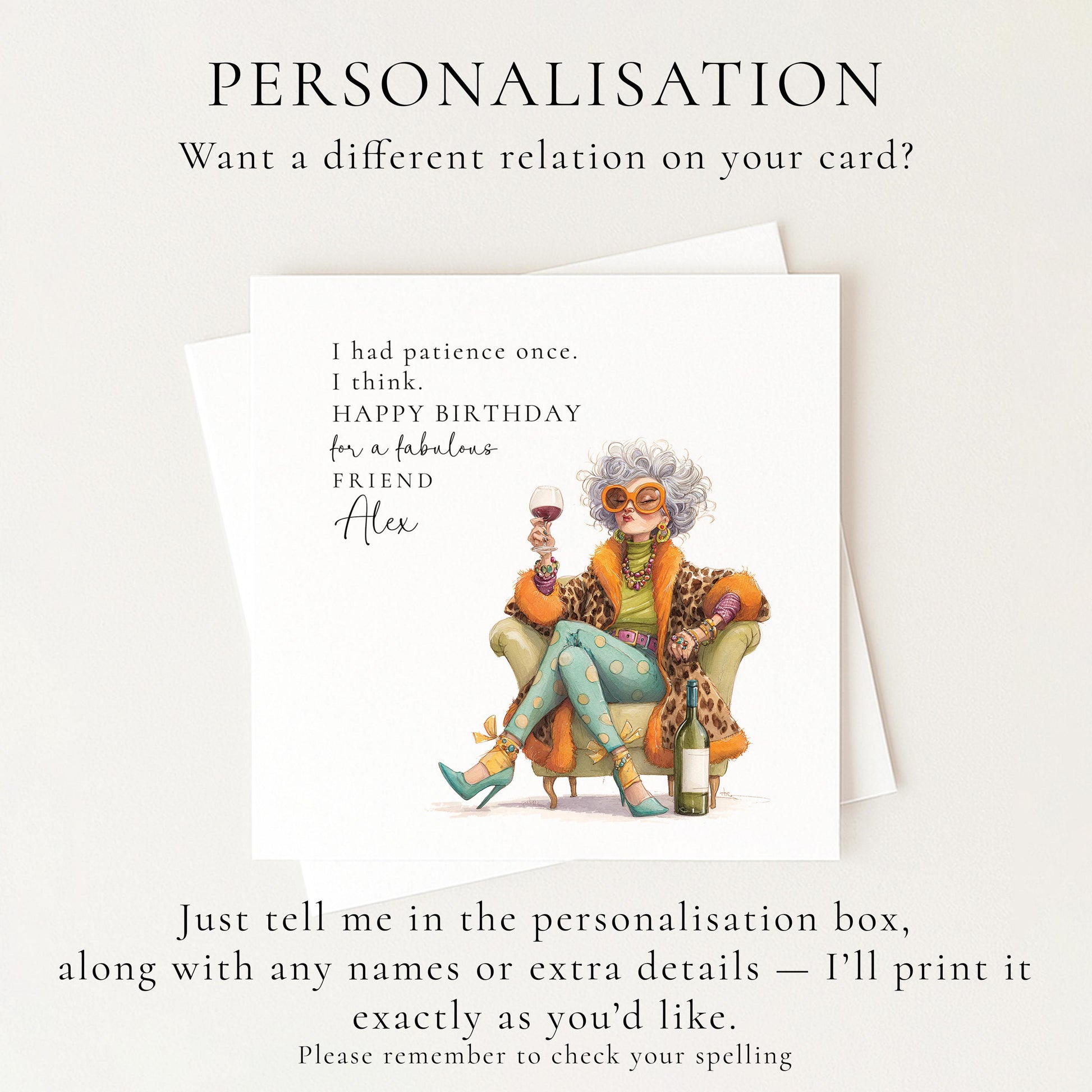 Funny Birthday Card for Friend, Sassy Friend Birthday Card, Personalised Name Design, Funny Menopause Card, Humorous Greeting