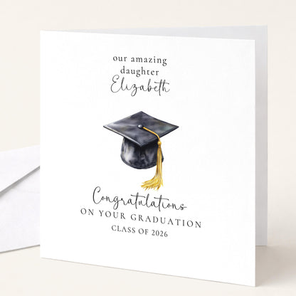 Personalised Graduation Card for Daughter, Son, Granddaughter or Grandson, Class of 2026 Card, Congratulations Graduate, Proud Greeting