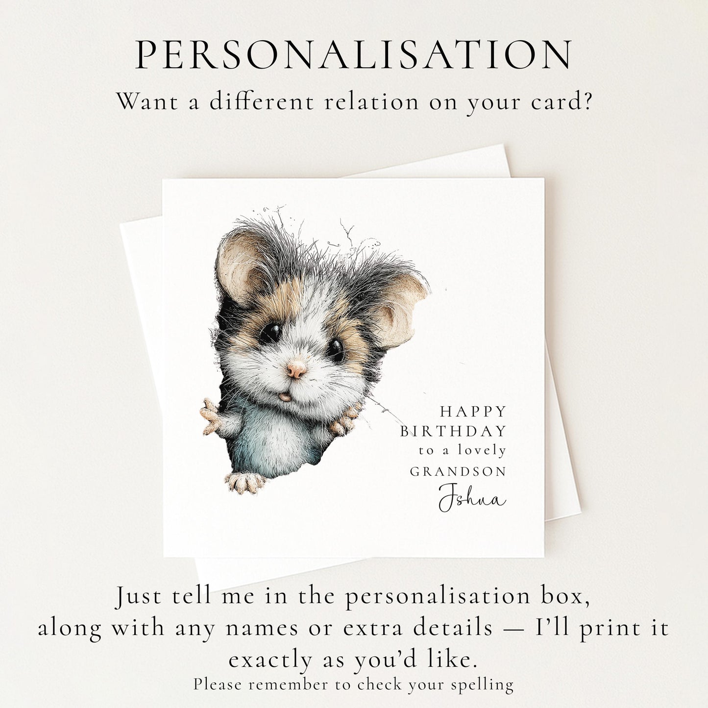 Grandson Birthday Card, Personalised Grandson Card, Cute Animal Birthday Card, Sweet Mouse Illustration Card, Birthday Card for Grandchild