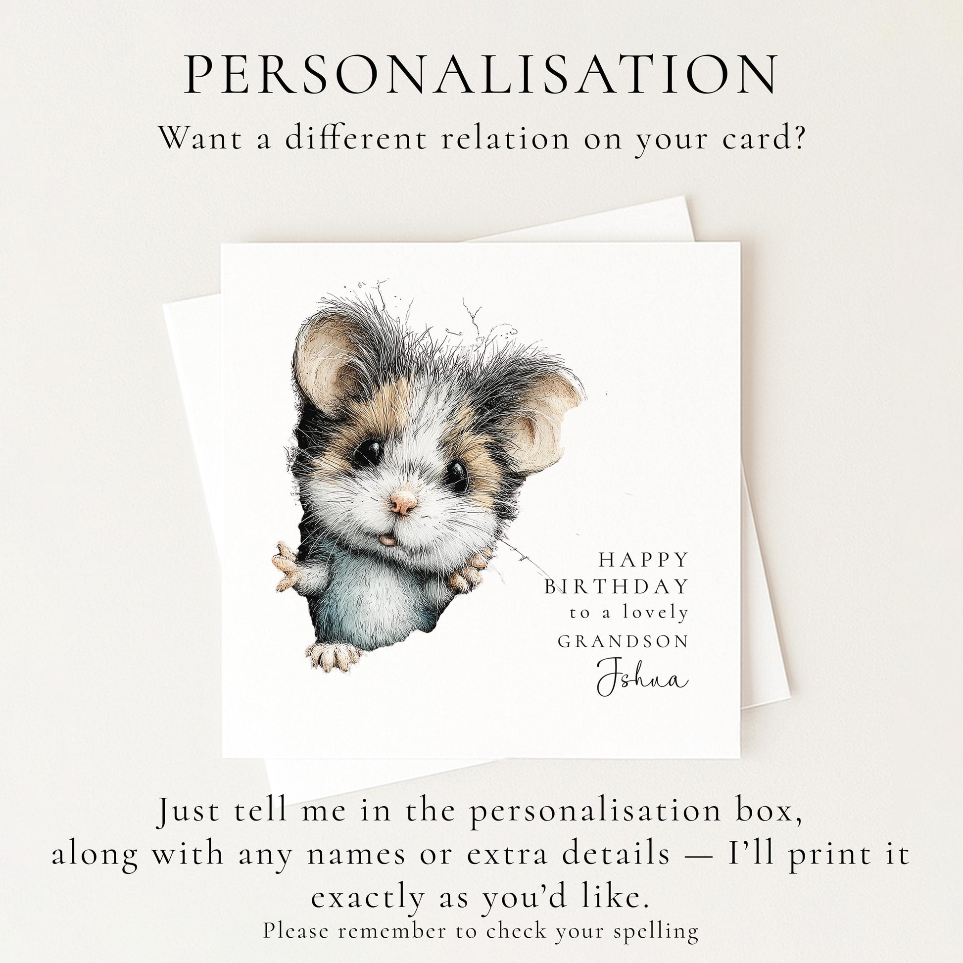 Grandson Birthday Card, Personalised Grandson Card, Cute Animal Birthday Card, Sweet Mouse Illustration Card, Birthday Card for Grandchild