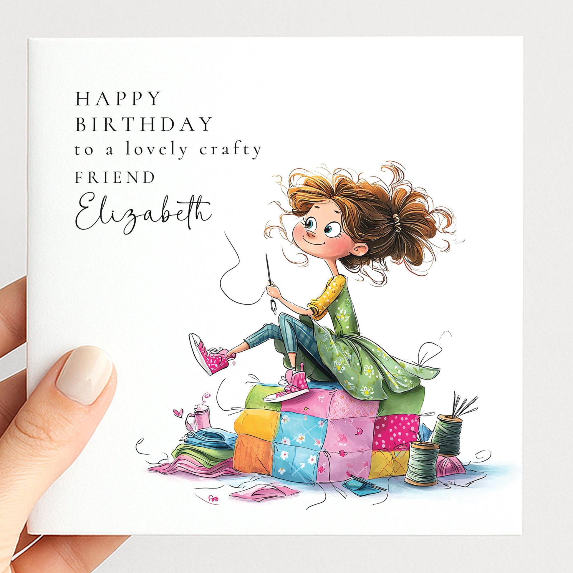Crafty Friend Birthday Card, Sewing Lover Birthday Card, Quilting Friend Card, Creative Friend Birthday, Personalised Crafter Card