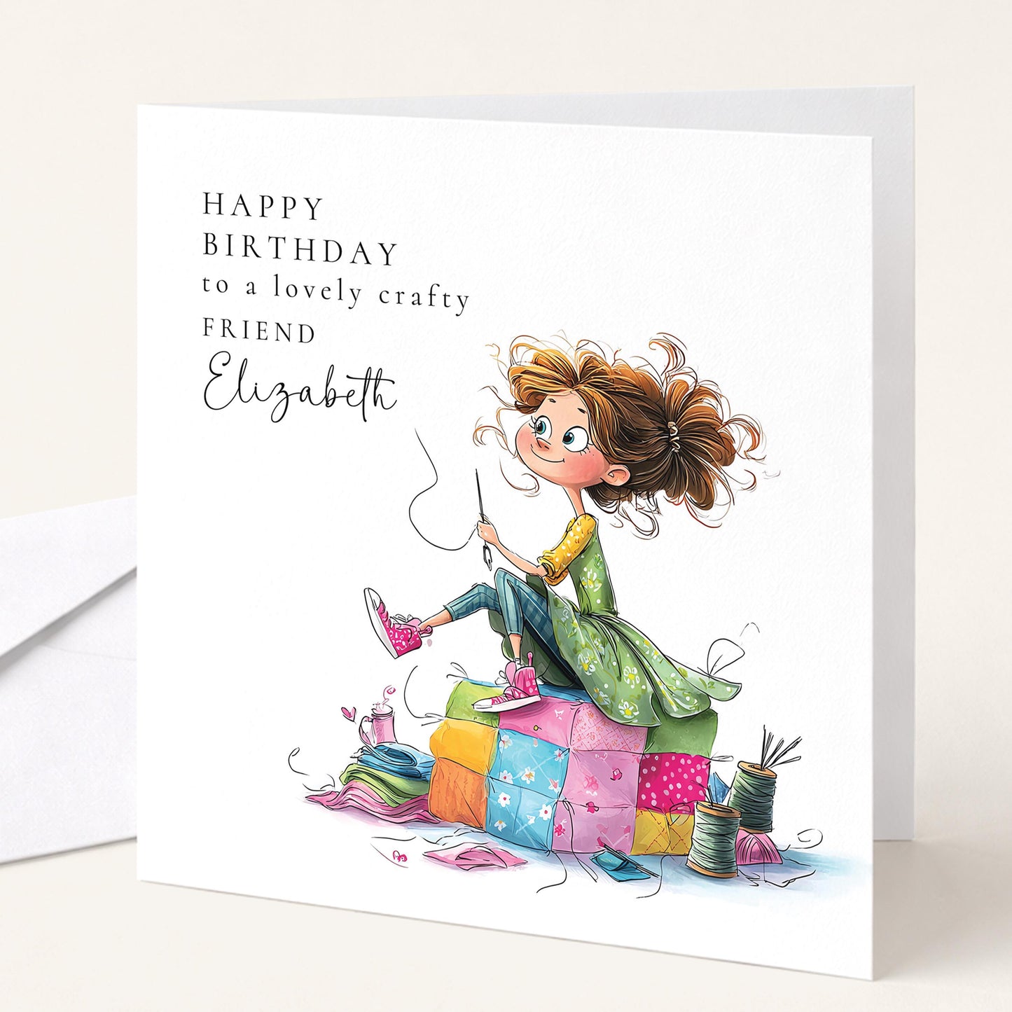 Crafty Friend Birthday Card, Sewing Lover Birthday Card, Quilting Friend Card, Creative Friend Birthday, Personalised Crafter Card