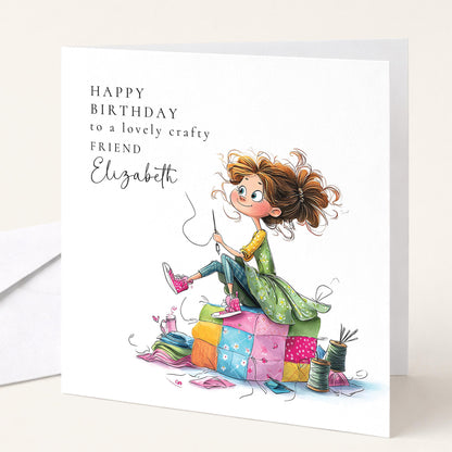 Crafty Friend Birthday Card, Sewing Lover Birthday Card, Quilting Friend Card, Creative Friend Birthday, Personalised Crafter Card