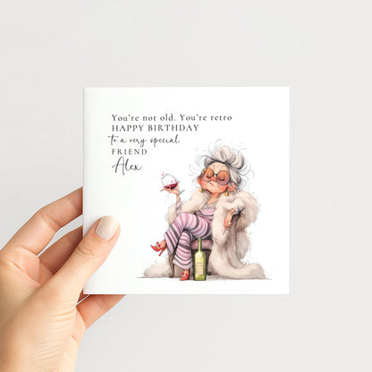 Funny Birthday Card for Friend, You’re Not Old You’re Retro Card, Humorous Womens Birthday Card, Fabulous Friend Birthday
