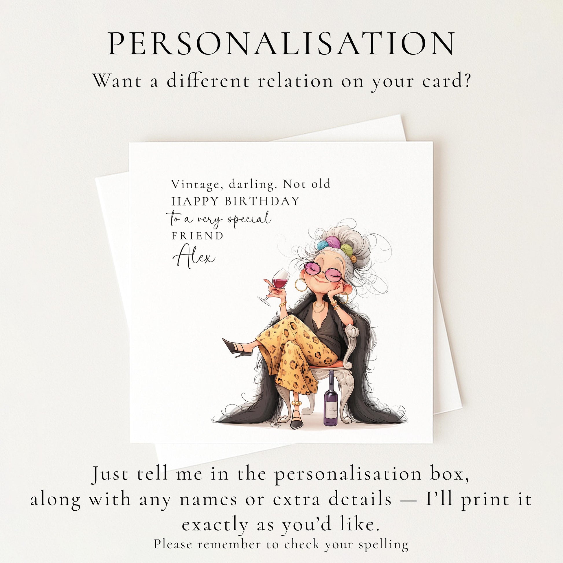 Funny Birthday Card for Friend, Vintage Not Old Birthday Card, Humorous Womens Birthday Card, Fabulous Friend Birthday Card